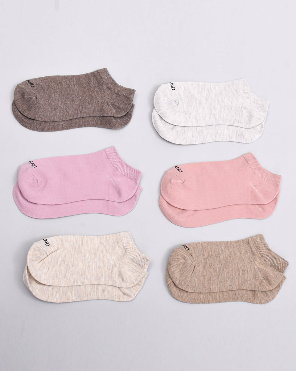 Media tobillera lisa para dama pack x6 con algodón peinado