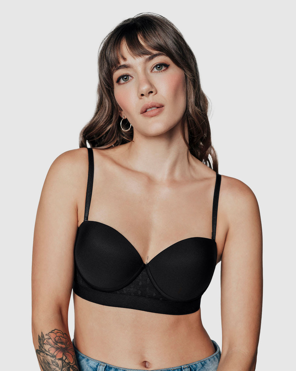 Brasier balconet con realce alto y espalda en tul