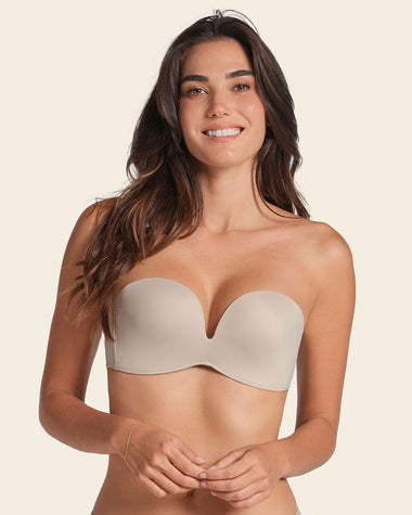 Brasier strapless Antigravedad de realce alto sin arco#color_802-cafe-claro