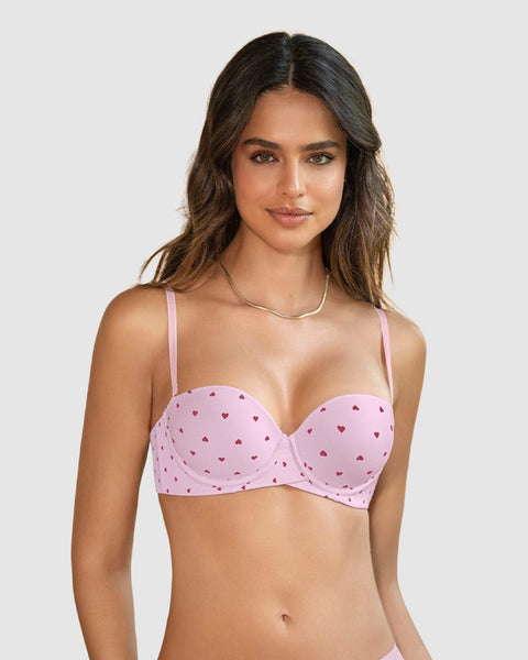 Brasier strapless Magic Up de doble realce que aumenta dos tallas de copa#color_b34-estampado-puntos-corazones