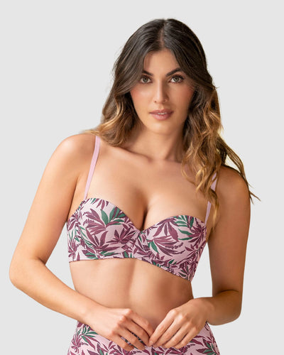 Brasier strapless Magic Up de doble realce#color_b89-rosa-estampado-hojas-vino