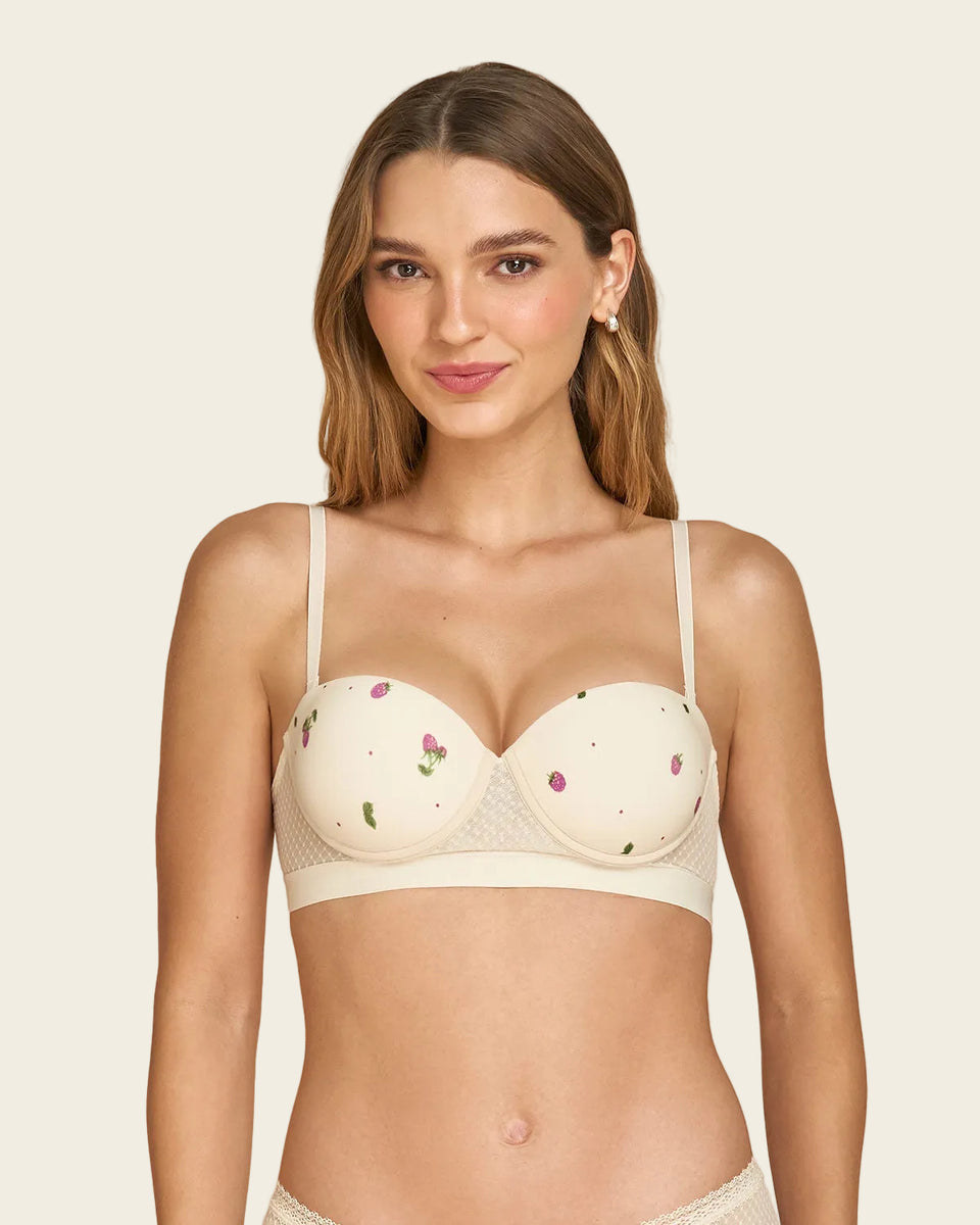 Brasier balconet con realce medio y espalda en tul