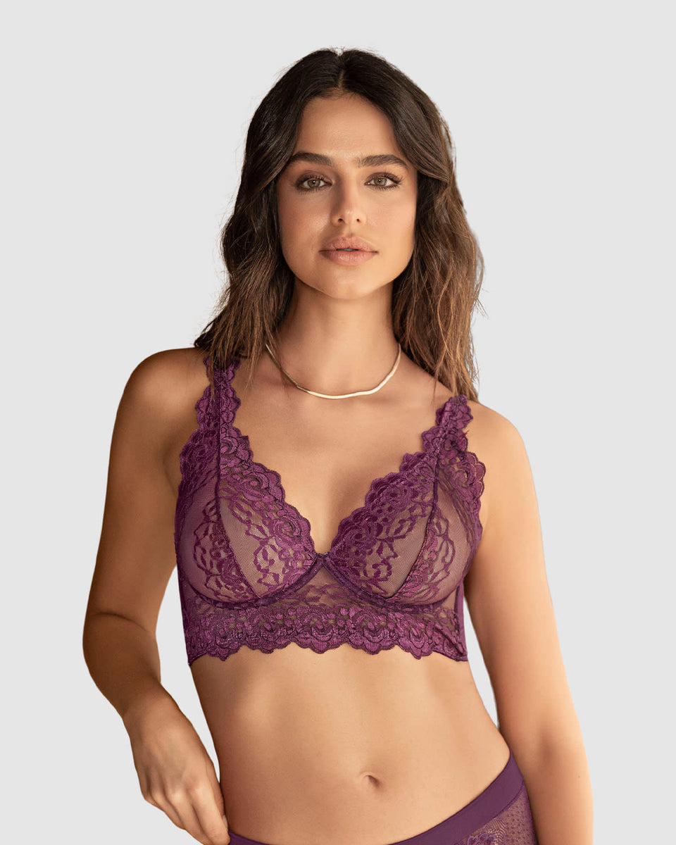 Brasier tipo bralette en encaje y transparencias