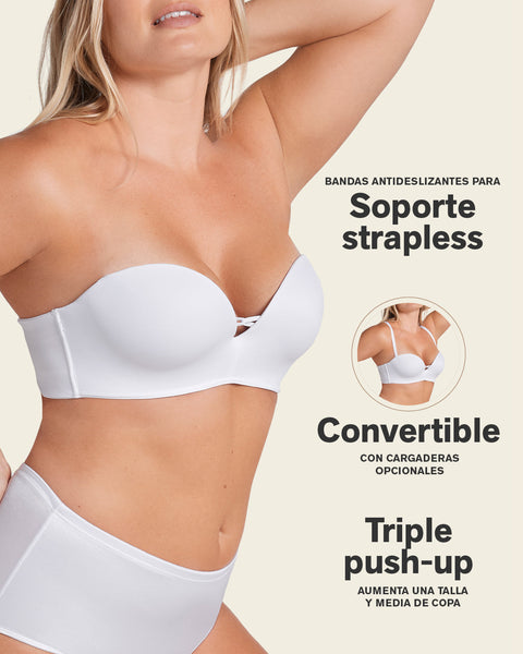 Brasier wow de triple realce ideal como strapless#color_000-blanco