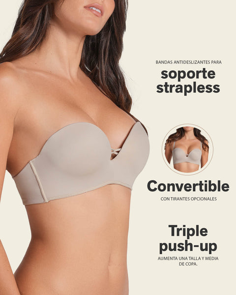 Brasier WOW de triple realce ideal como strapless#color_b94-marfil-estampado