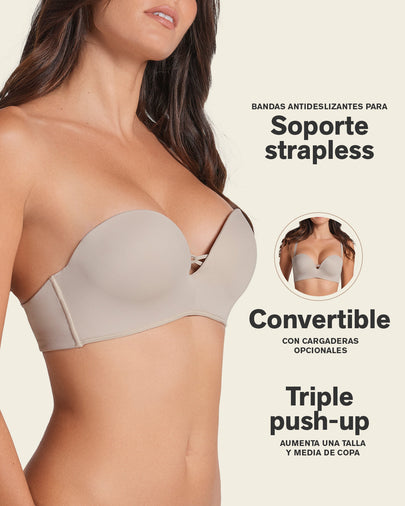 Brasier WOW de triple realce ideal como strapless#color_802-cafe-claro