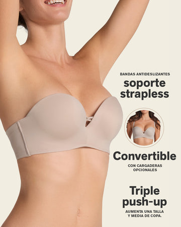 Brasier WOW de triple realce ideal como strapless#color_802-cafe-claro