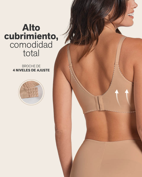 Brasier de realce suave y cubrimiento alto en sisa y espalda Cover Bra#color_801-cafe-medio