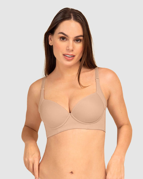 Paquete x2 brasieres de realce suave y cubrimiento alto en sisa y espalda cover bra#color_802-cafe-claro