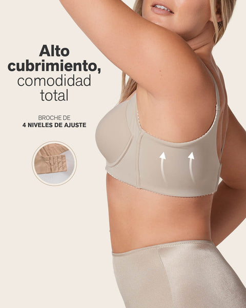 Brasier de realce suave y cubrimiento alto en sisa y espalda Cover Bra#color_b73-marfil-estampado-flores