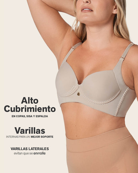 Brasier de realce suave y cubrimiento alto en sisa y espalda Cover Bra#color_b67-estampado-flores
