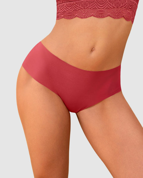 Panty hípster invisible ultraplano sin elásticos y de pocas costuras#color_391-rojo-coral