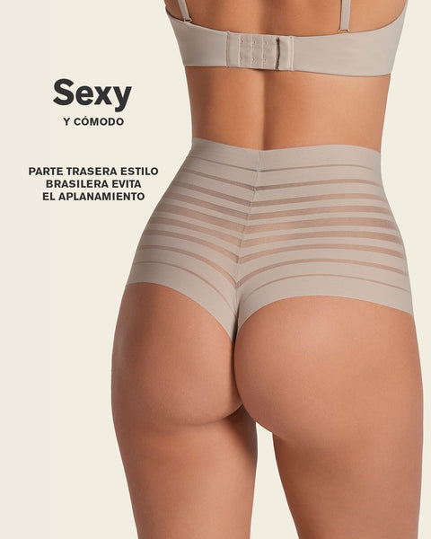 Panty alto de control suave con encaje en bandas#color_589-azul-medio