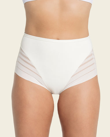 Panty faja clásico con control moderado de abdomen y bandas en tul#color_000-blanco