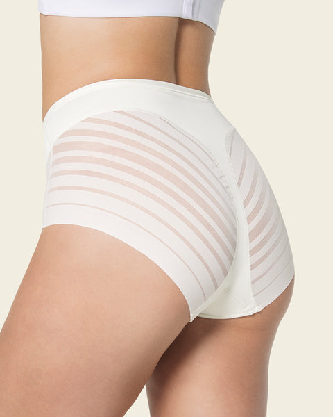 Panty faja clásico con control moderado de abdomen y bandas en tul#color_000-blanco