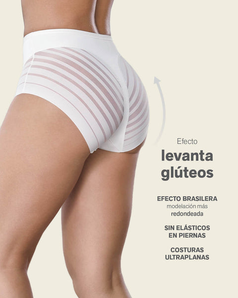 Panty faja clásico con control moderado de abdomen y bandas en tul#color_000-blanco