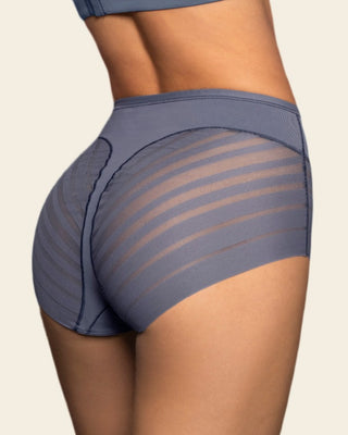 Panty faja clásico con control moderado de abdomen y bandas en tul#color_525-azul