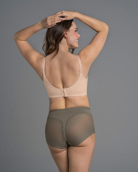 Panty faja clásico con control moderado de abdomen y bandas en tul#color_603-verde-oscuro