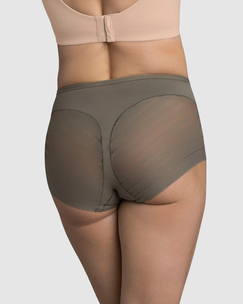 Panty faja clásico con control moderado de abdomen y bandas en tul#color_603-verde-oscuro