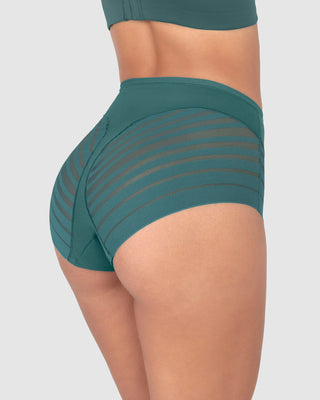 Panty faja clásico con control moderado de abdomen y bandas en tul#color_613-verde-oscuro