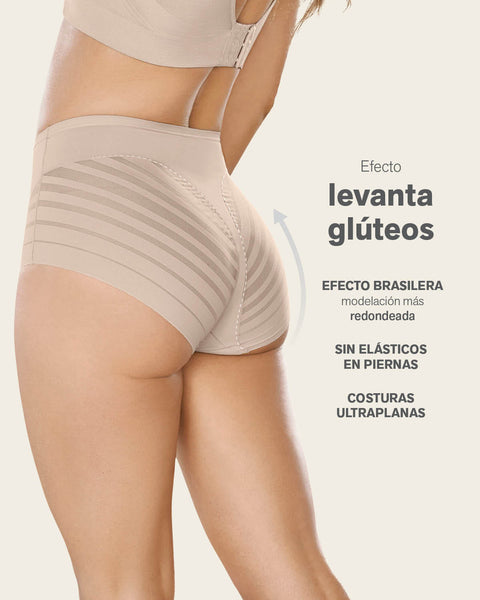 Panty faja clásico con control suave de abdomen y bandas de tul#color_802-cafe-claro