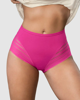 Panty faja clásico con control moderado de abdomen y bandas en tul#color_941-fucsia