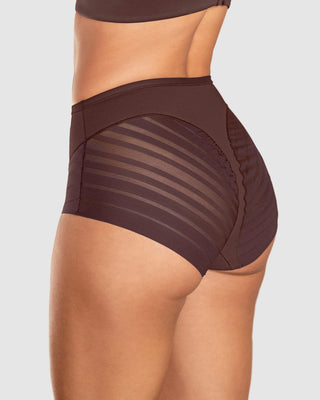 Panty faja clásico con control moderado de abdomen y bandas en tul#color_c56-cocoa