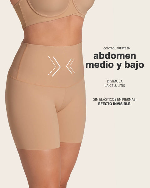 Short de control de abdomen y cintura que disimula la celulitis#color_801-cafe-medio