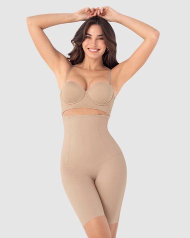 Panty faja de talle alto con control fuerte en abdomen y cintura#color_802-cafe-claro