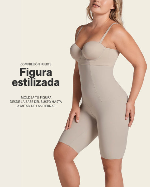 Panty faja de talle alto con control fuerte en abdomen y cintura#color_802-cafe-claro