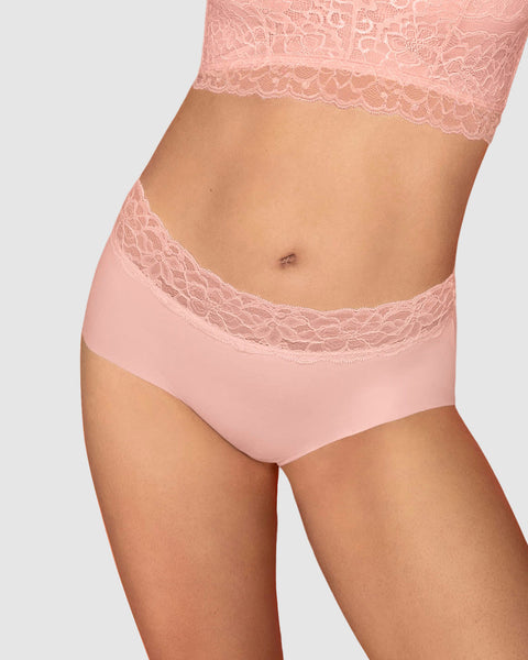 Panty hipster en tela ultraliviana con franja de encaje#color_118-rosado