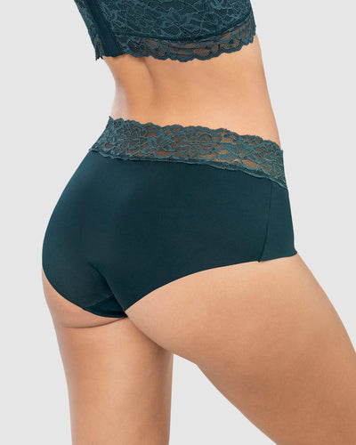 Panty hípster en tela ultraliviana con franja de encaje#color_249-verde-oscuro