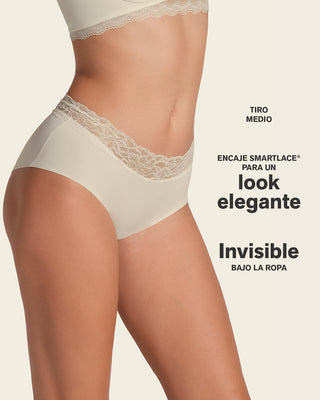 Panty hipster en tela ultraliviana con franja de encaje#color_253-marfil