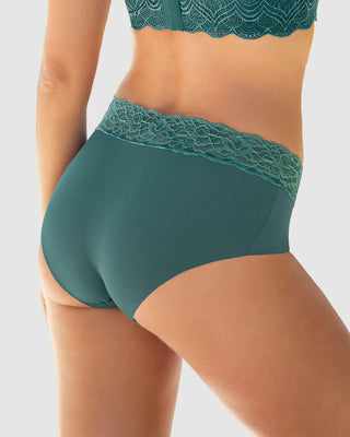 Panty hípster en tela ultraliviana con franja de encaje#color_613-verde-oscuro