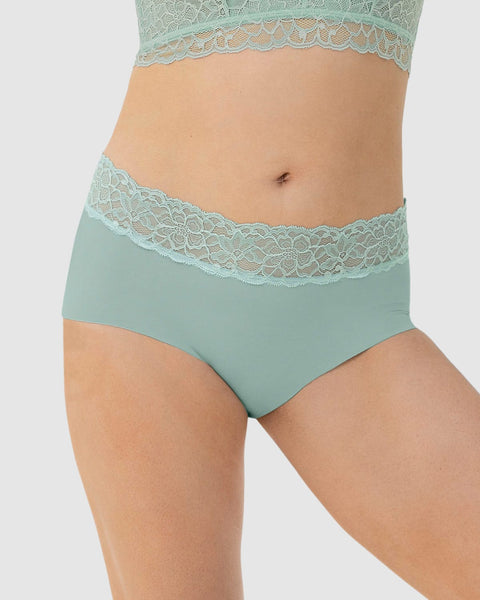 Panty hipster en tela ultraliviana con franja de encaje#color_620-verde-claro