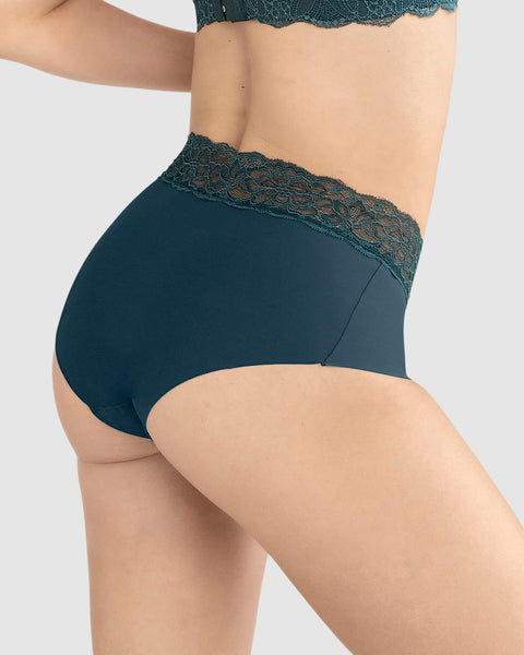 Panty hipster en tela ultraliviana con franja de encaje#color_650-verde-oscuro