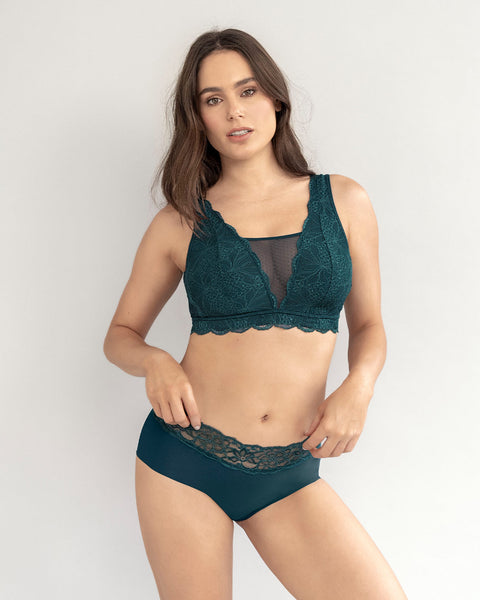 Panty hipster en tela ultraliviana con franja de encaje#color_650-verde-oscuro