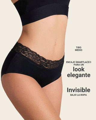 Panty hipster en tela ultraliviana con franja de encaje#color_700-negro