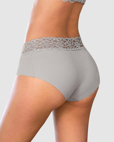 Panty hipster en tela ultraliviana con franja de encaje#color_710-gris