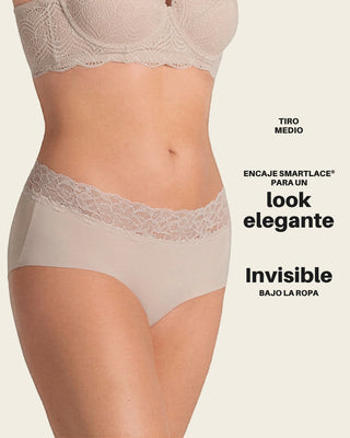 Panty hípster en tela ultraliviana con franja de encaje#color_857-cafe-medio