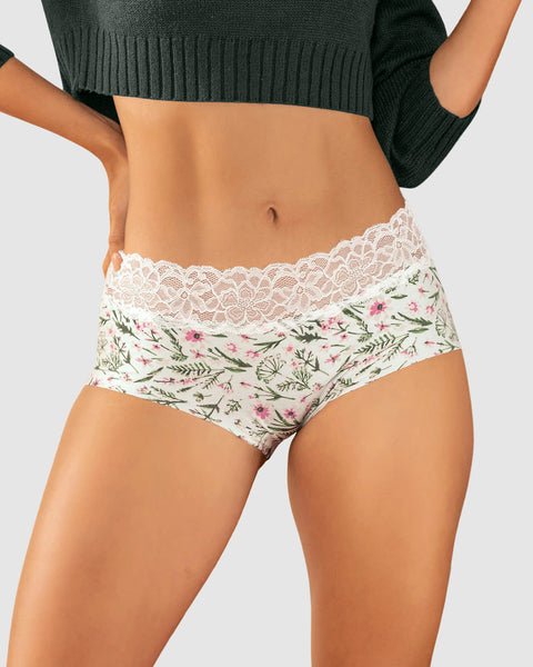 Panty hipster en tela ultraliviana con franja de encaje#color_a67-marfil-estampado