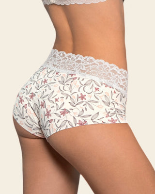 Panty hípster en tela ultraliviana con franja de encaje#color_c04-marfil-estampado