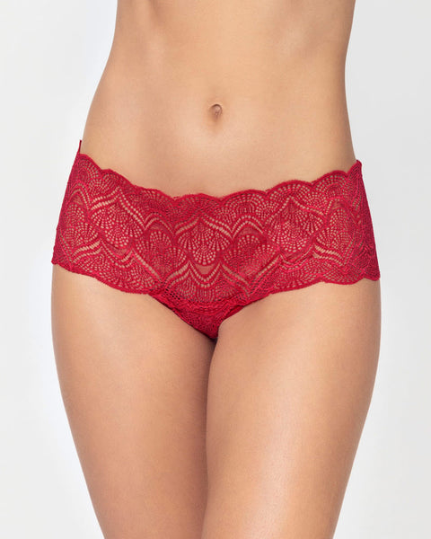 Panty estilo cachetero en encaje con transparencias y bordes redondeados#color_309-rojo