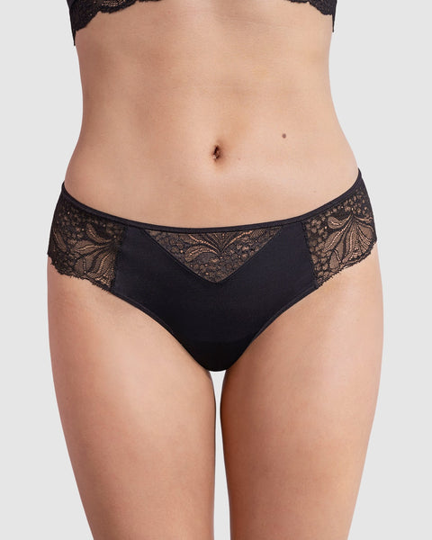 Panty estilo tanga brasilera con laterales y encaje#color_700-negro