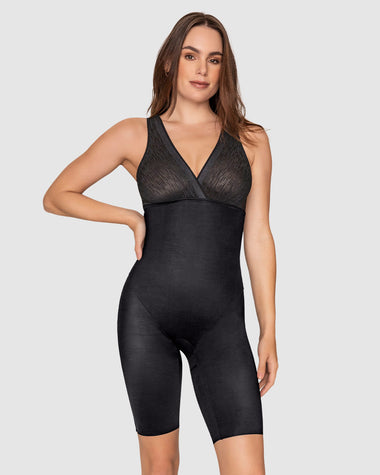 Faja tipo body de control y efecto levanta glúteos + bralette incorporado#color_700-negro