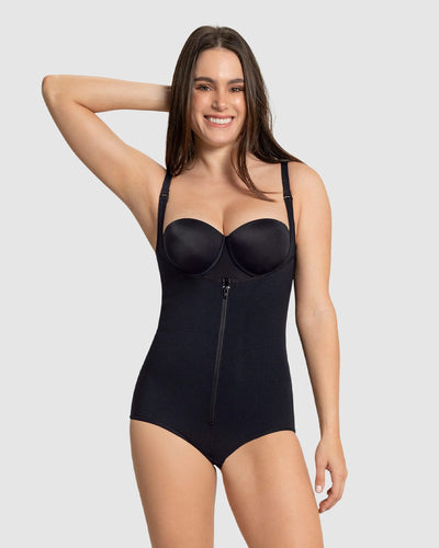 Faja body de control fuerte con cortes efecto levanta glúteos#color_700-negro