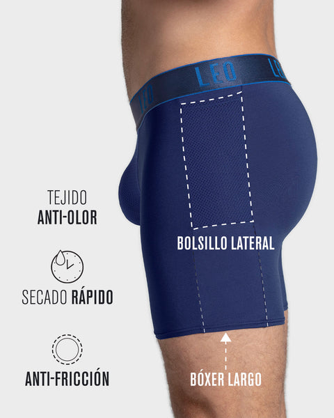 Bóxer deportivo largo con bolsillo lateral en microfibra#color_594-azul-oscuro