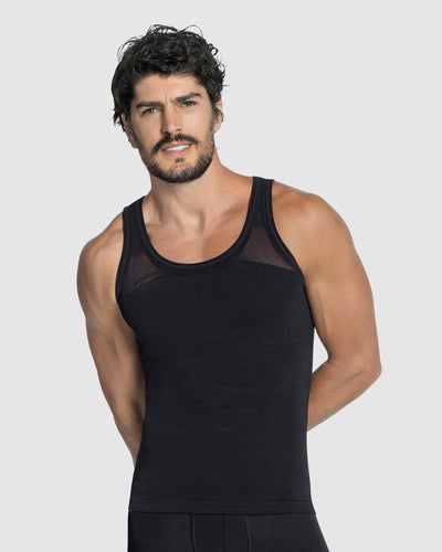 Camiseta ajustada para hombre de compresión suave#color_700-negro