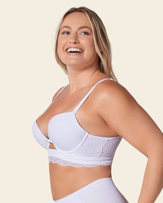 Brasier doble realce con escote profundo en espalda Sexy Back#000-blanco