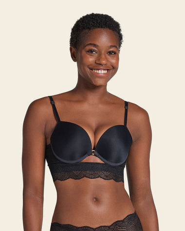 Brasier doble realce con escote profundo en espalda Sexy Back#color_700-negro